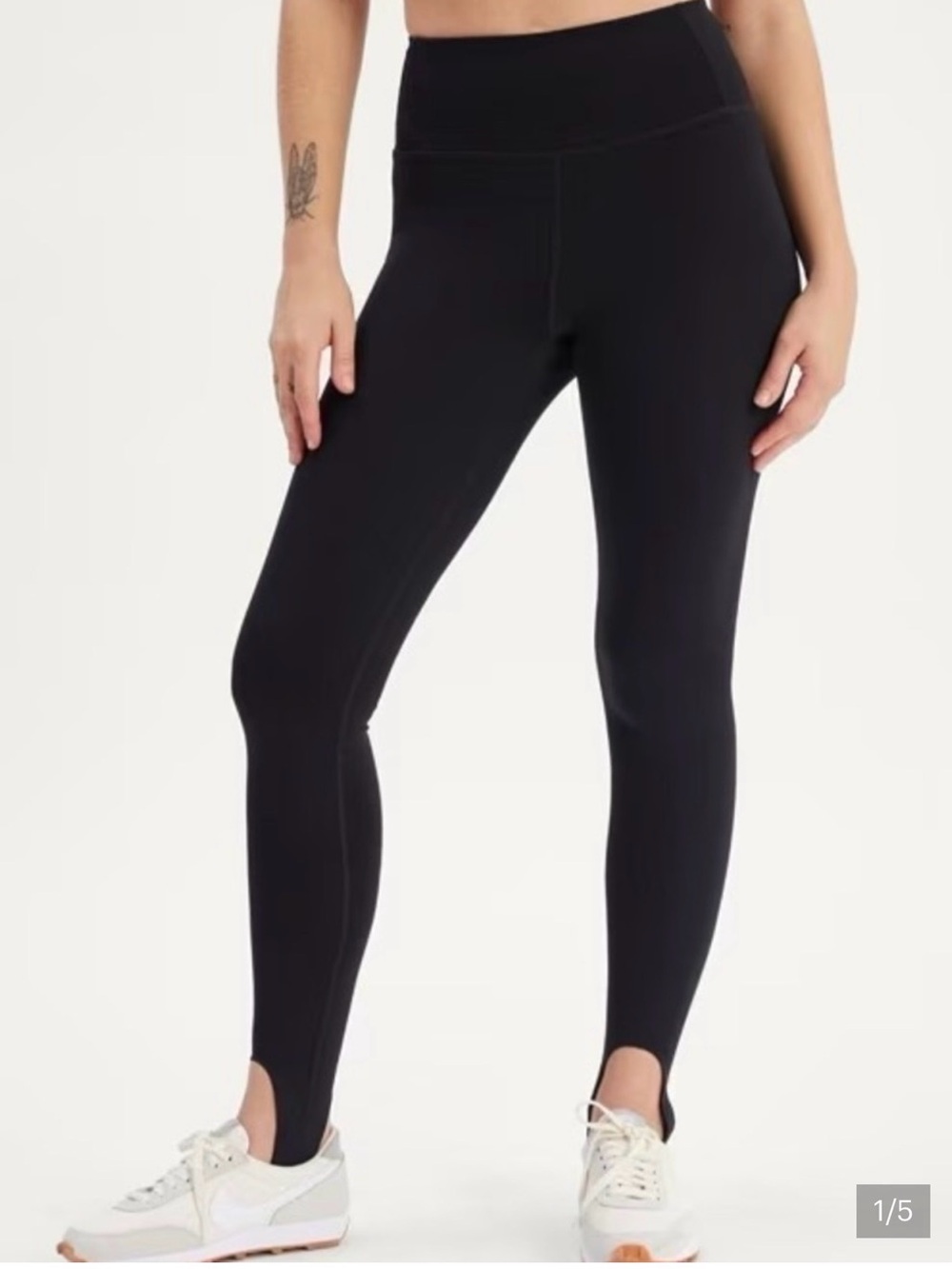girlfriend collective Black High-Rise Stirrup Leggings